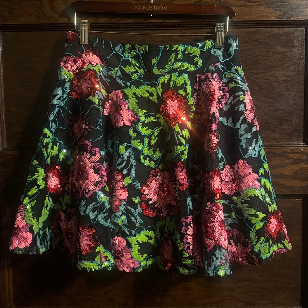 GeeGee Brand Floral Sequin Mesh Skirt